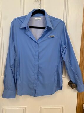 Columbia PFG Sky Blue Long-Sleeve Outdoor Shirt